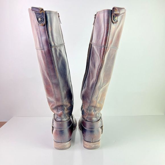 FRYE Women's Melissa Harness Extended Calf Leather Riding Zip Up Knee Boots 8B - Picture 6 of 11